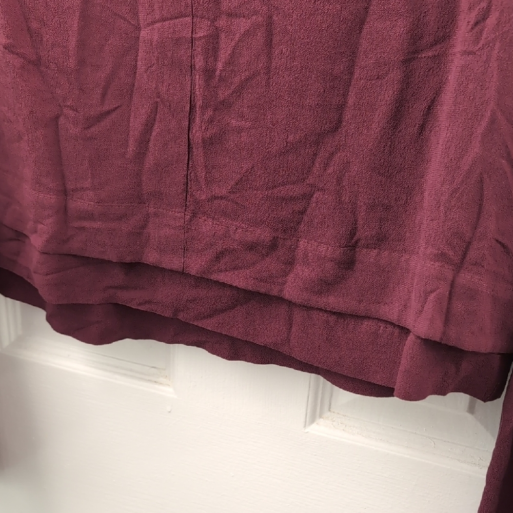 Free People Red Long Sleeve Relaxed V-Neck Blouse - Picture 3 of 8